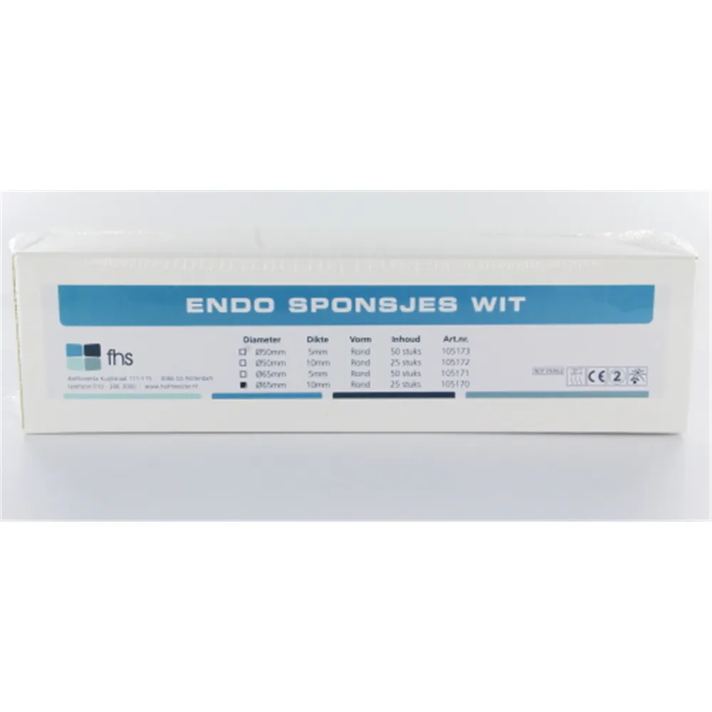 105170 - FHS ENDO SPONSJES WIT Ø 65 / 10mm (25st)