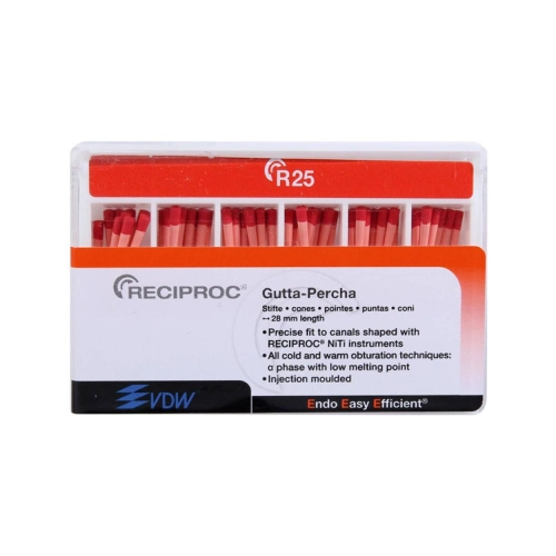 VDW RECIPROC GUTTA PERCHA POINTS VOOR R25 ROOD (60st)