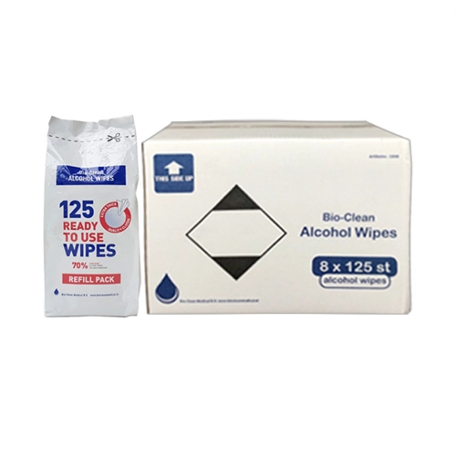 BIO-CLEAN MEDICAL 70% ALCOHOL ADD WIPES 20x20cm (8x125st)
