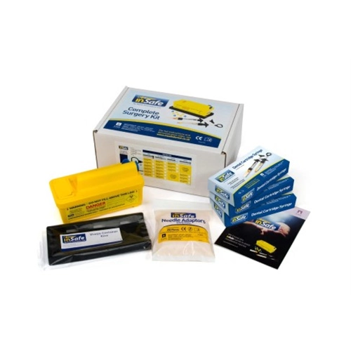 ASTEK INSAFE KIT MET ZELF ASPRIREREND DUIMRING INJECTIESPUIT NAALDENVERWIJDERINGSSYSTEEM STARTERSPAKKET