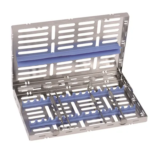 NICHROMINOX STERILISATIE CASSETTE MET DEKSEL 28x18cm BLAUW (20st) 182058-2
