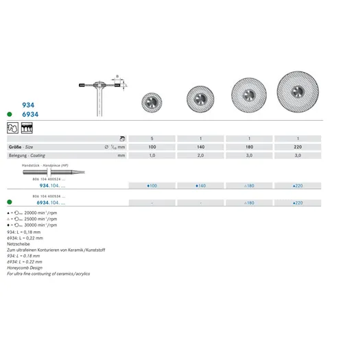 KOMET HP DIAMANT POLIJSTSCHIJF 934/220 (1st)