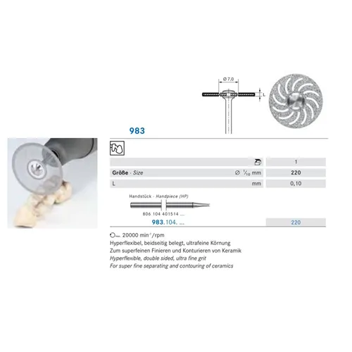 KOMET HP DIAMANT FLEXIBELE POLIJSTSCHIJF 983/220 (1st)