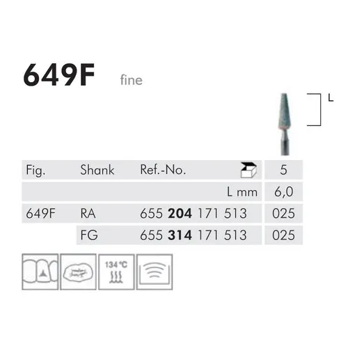 MEISINGER RA CARBORUNDUM STEENTJES KONISCH KORT 649F025 (5st)