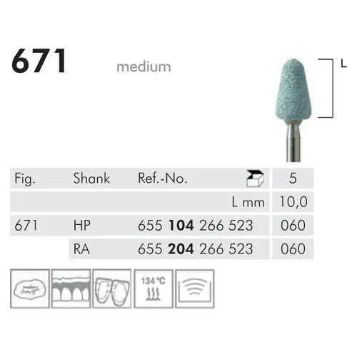 MEISINGER RA CARBORUNDUM KEGELS GROEN 671/060 (5st)