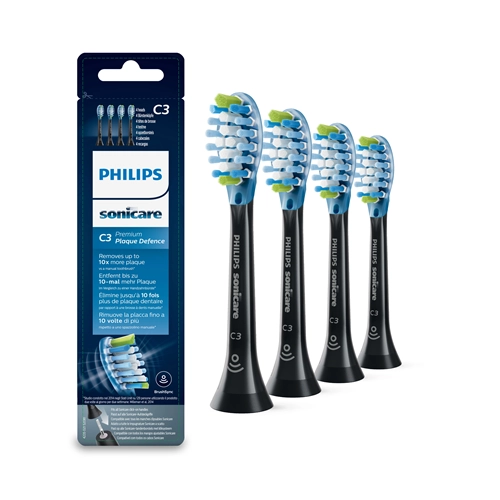 PHILIPS SONICARE PREMIUM PLAQUEDEFENCE C3 HX9044/33 OPZETBORSTEL ZWART (4st)