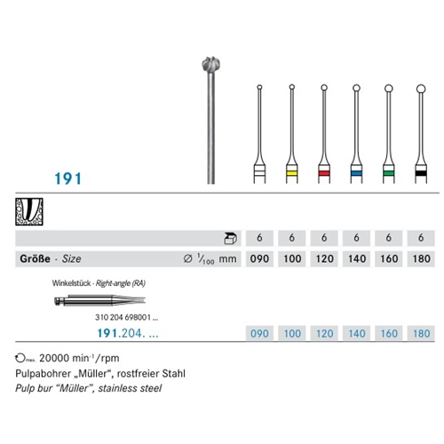 KOMET RA PULPABOREN `MULLER` 191/180 ZWART (6st)