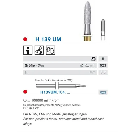 KOMET HP CARBIDE FRAIS H139UM023 (5st)