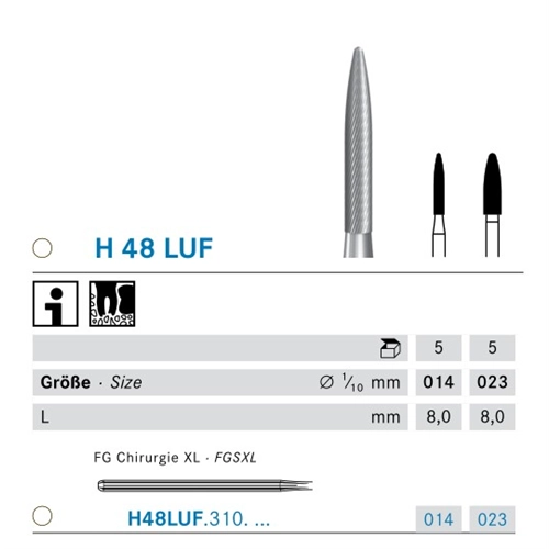 KOMET FGSXL PERIIMPLANTITIS CARBIDE BOOR H48LUF/023 (5st)