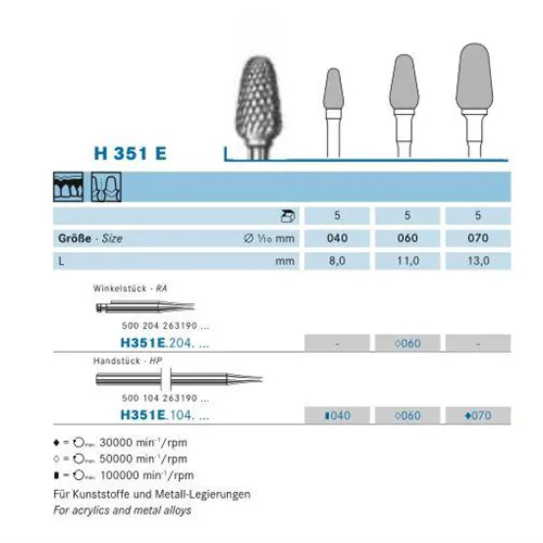 KOMET RA CARBIDE FRAIS H351E060 (5st)