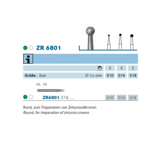 KOMET FG DIAMANT ZR6801/014 (5st)