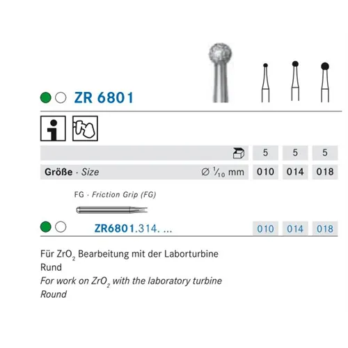 KOMET FG DIAMANT ZR6801/018 (5st)