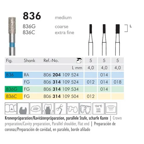 MEISINGER FG DIAMANT 836/012 SPECIAAL: WERKLENGTE 5mm (5st)