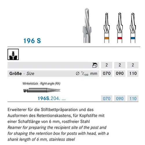 KOMET DENTIN POST X REAMER 196S 204 070 ORANJE (2st)