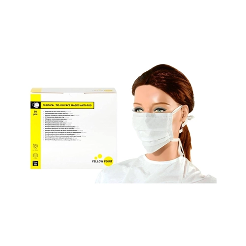 YELLOW POINT MONDMASKERS TYPE IIR ANTI-FOG MET KOORD WIT (50st)