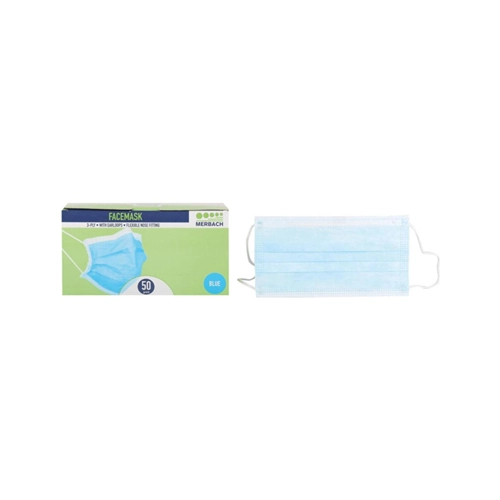 MERBACH FACE MASKS IIR EARLOOP BLUE 3-PLY (50st)
