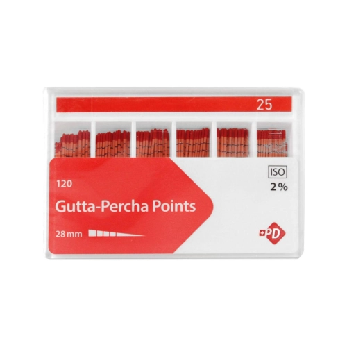 PRODUITS DENTAIRES GUTTA PERCHA POINTS 2% PINK NR.25 (120st)