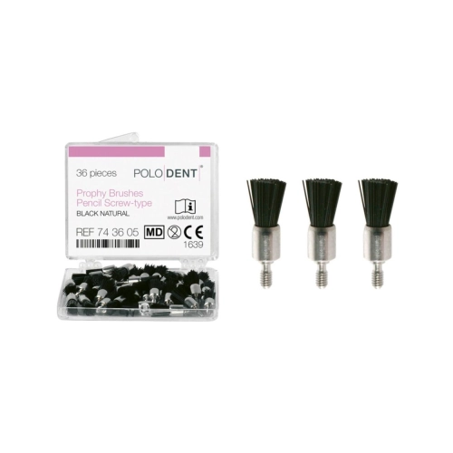 POLODENT POLIJSTBORSTELS PENSEEL ZWART SCREW-TYPE (36st)