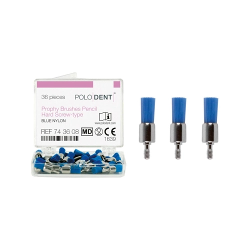 POLODENT POLIJSTBORSTELS PENSEEL BLAUW HARD SCREW-TYPE (36st)