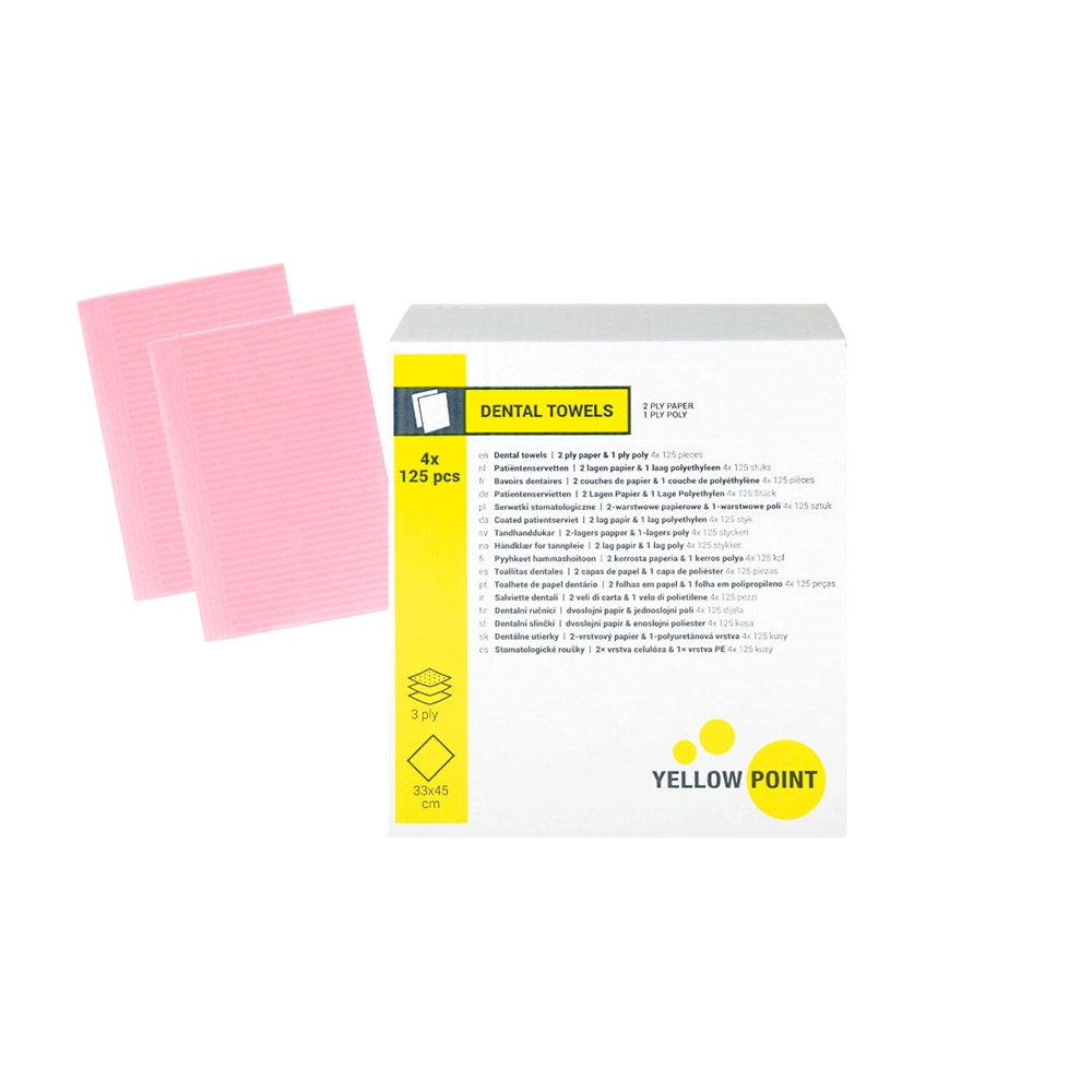 551357 - YELLOW POINT PATIENTEN SERVETTEN 33x44cm ROZE (4x125st)