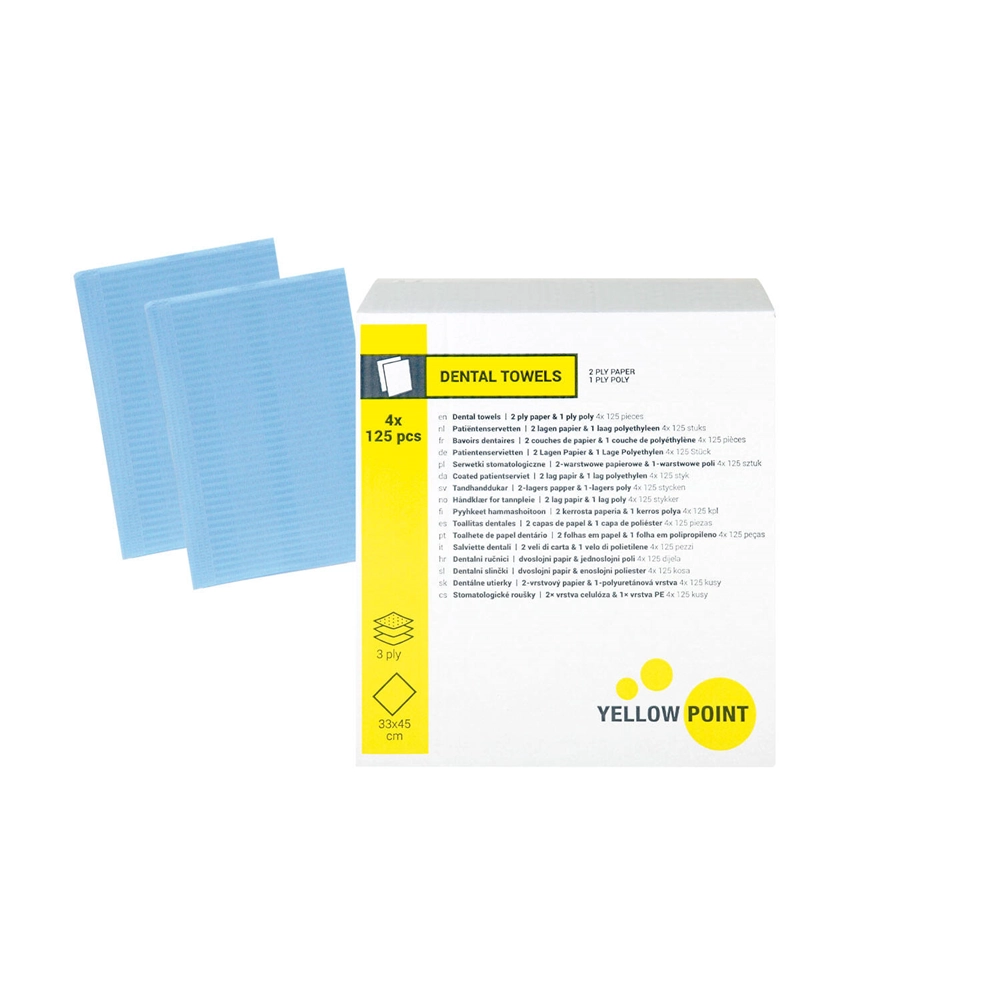 551358 - YELLOW POINT PATIENTEN SERVETTEN 33x44cm LICHTBLAUW (4x125st)