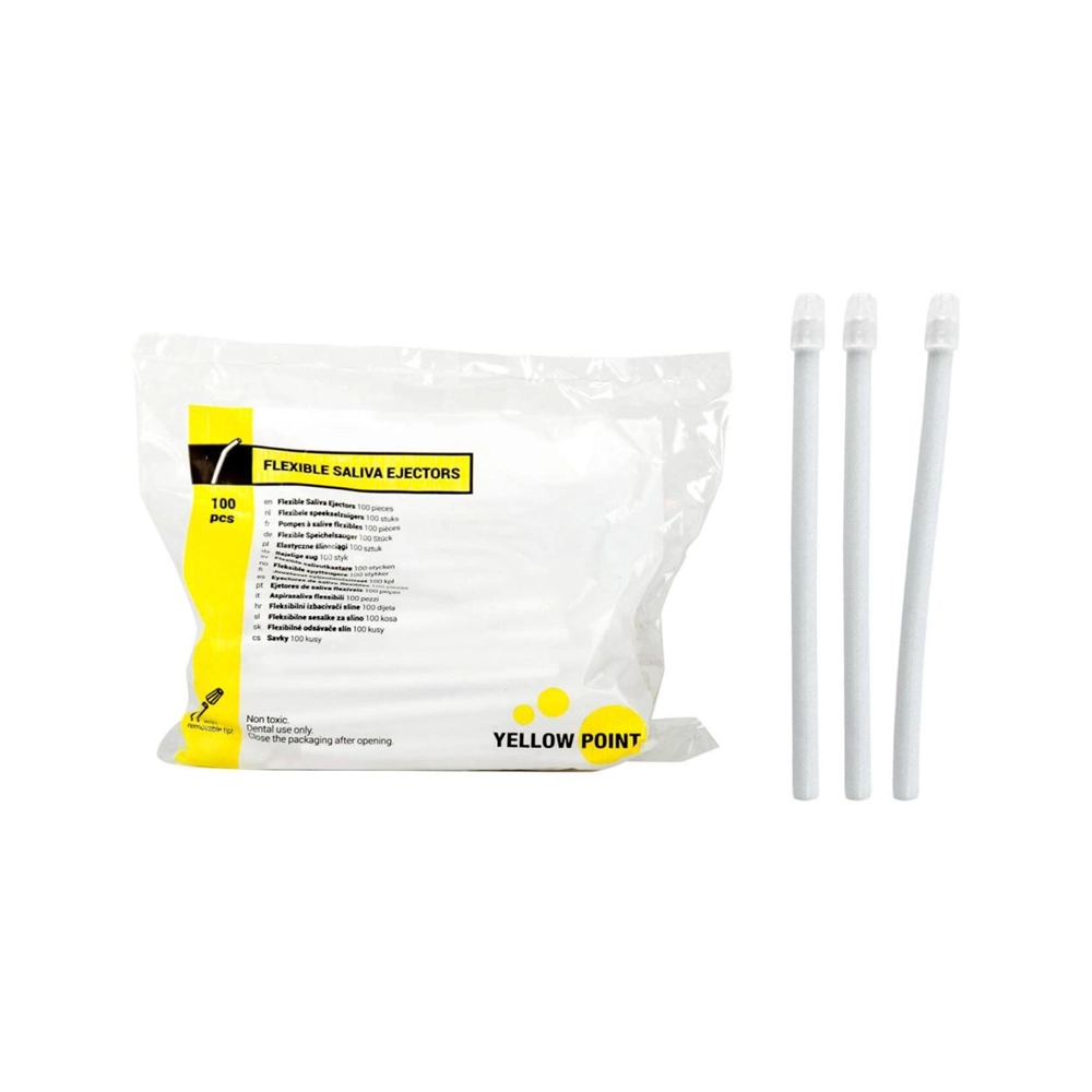 551445 - YELLOW POINT SPEEKSELZUIGERS FLEXIBEL WIT (100st)