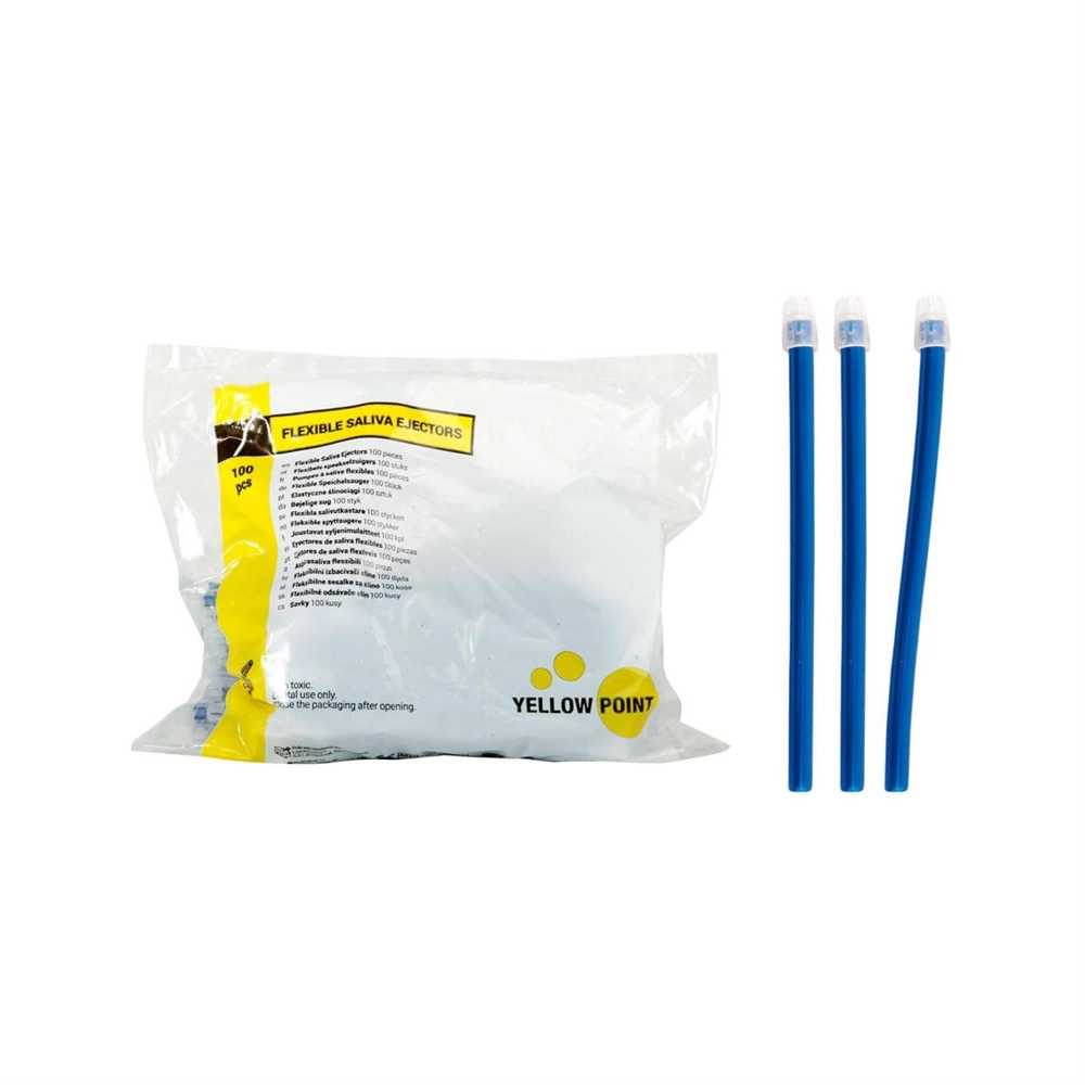 551450 - YELLOW POINT SPEEKSELZUIGERS FLEXIBEL BLAUW (100st)