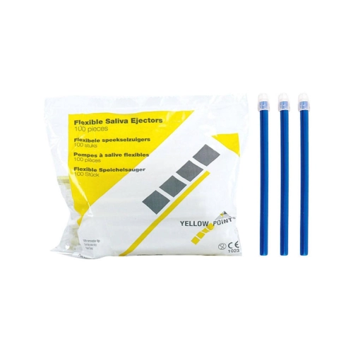 YELLOW POINT SPEEKSELZUIGERS FLEXIBEL BLAUW (100st)