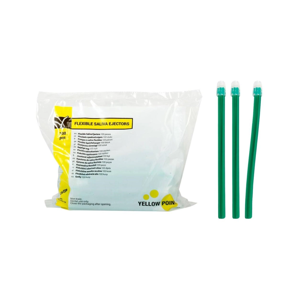 551455 - YELLOW POINT SPEEKSELZUIGERS FLEXIBEL GROEN (100st)
