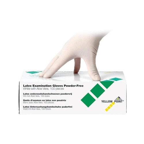 YELLOW POINT HANDSCHOENEN LATEX POEDERVRIJ ALOË VERA WIT MEDIUM (100st)