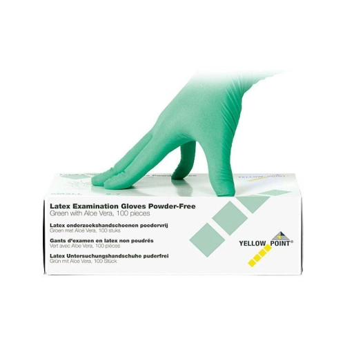 YELLOW POINT HANDSCHOENEN LATEX POEDERVRIJ ALOË VERA GROEN LARGE (100st)