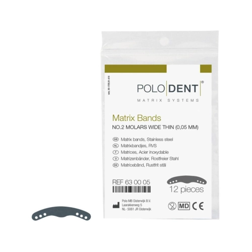 POLODENT MATRIXBANDJES NR.2 MOLAREN DUN 0,05mm (12st)