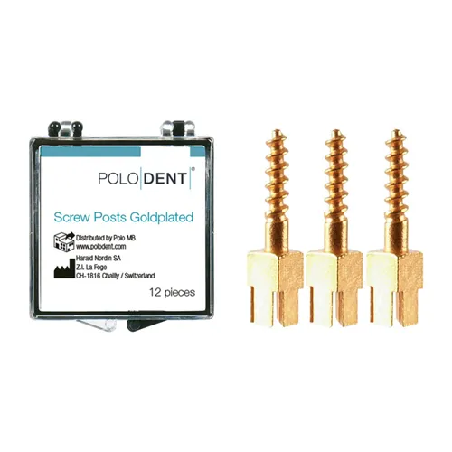 POLODENT SCREW POSTS GOLDPLATED S-1 8X1,05mm (12st)