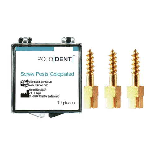 POLODENT SCREW POSTS GOLDPLATED S-2 8X1,20mm (12st)