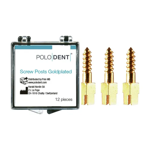 POLODENT SCREW POSTS GOLDPLATED S-3 8X1,35mm (12st)