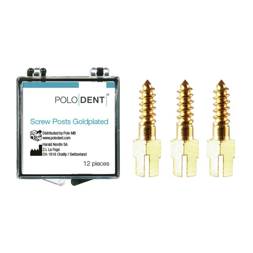 POLODENT SCREW POSTS GOLDPLATED S-4 8X1,50mm (12st)