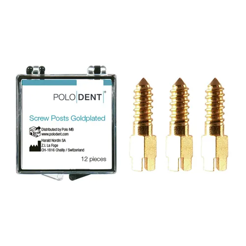 POLODENT SCREW POSTS GOLDPLATED S-6 8X1,80mm (12st)