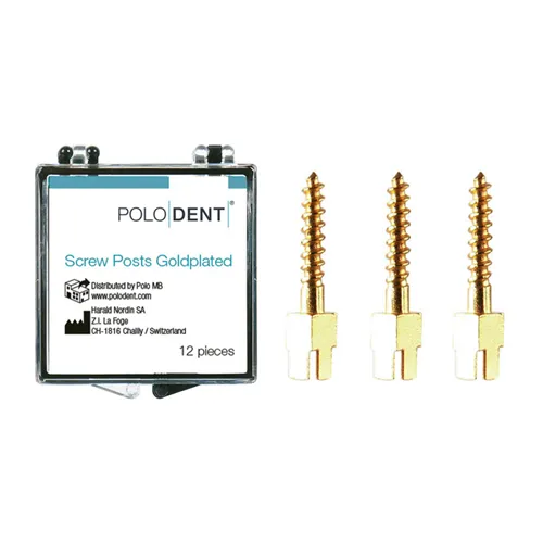 POLODENT SCREW POSTS GOLDPLATED M-2 9,5X1,20mm (12st)