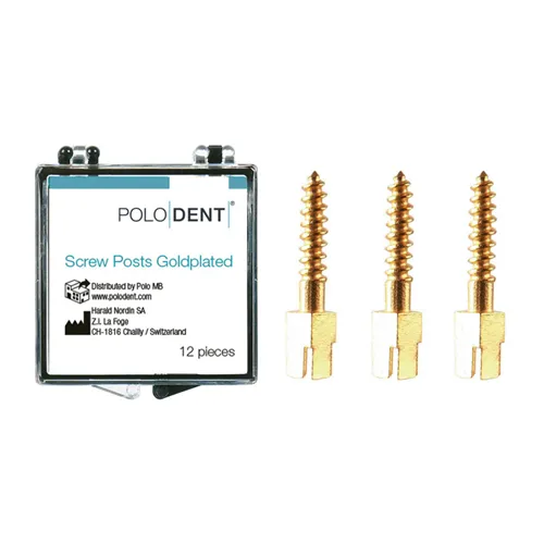 POLODENT SCREW POSTS GOLDPLATED M-3 9,5X1,35mm (12st)