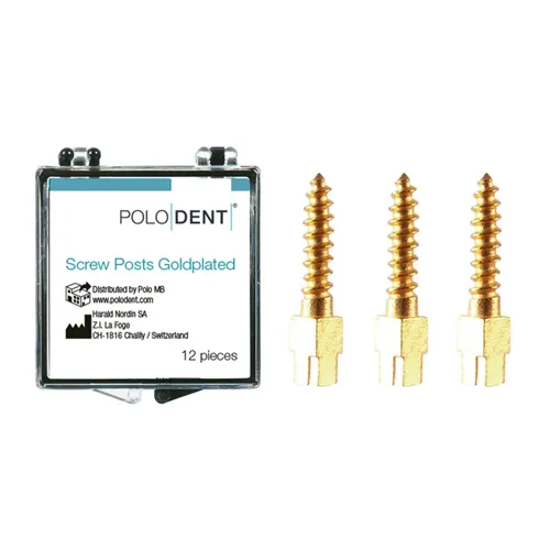 POLODENT SCREW POSTS GOLDPLATED M-4 9,5X1,50mm (12st)