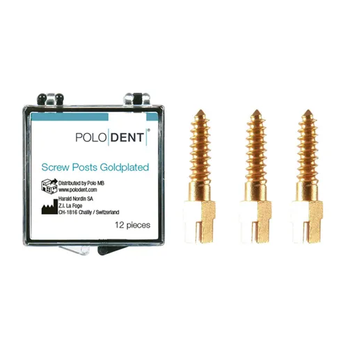 POLODENT SCREW POSTS GOLDPLATED M-5 9,5X1,65mm (12st)
