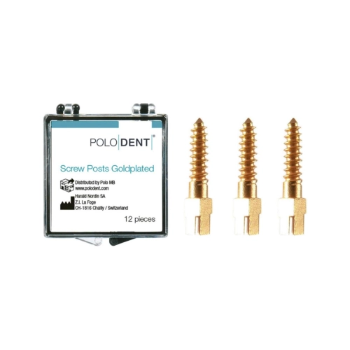 POLODENT SCREW POSTS GOLDPLATED M-5 9,5X1,65mm (12st)