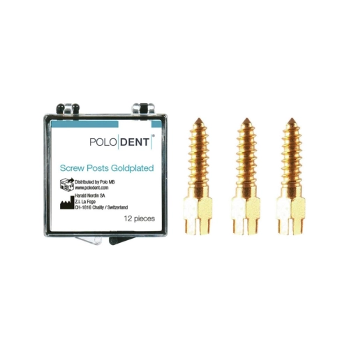 POLODENT SCREW POSTS GOLDPLATED M-6 9,5X1,80mm (12st)