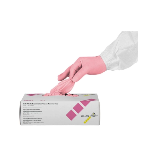 YELLOW POINT HANDSCHOENEN SOFT NITRILE POEDERVRIJ ROZE LARGE (100st)