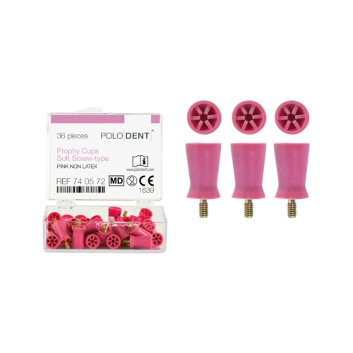 POLODENT POLIJSTCUPS NON LATEX ROZE SOFT SCREW-TYPE (36st)