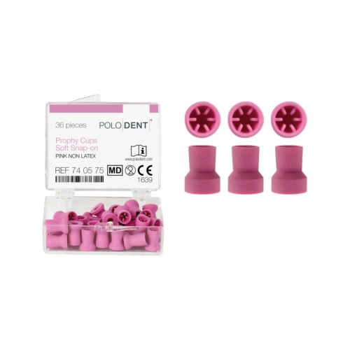 POLODENT POLIJSTCUPS NON LATEX ROZE SOFT SNAP-ON (36st)