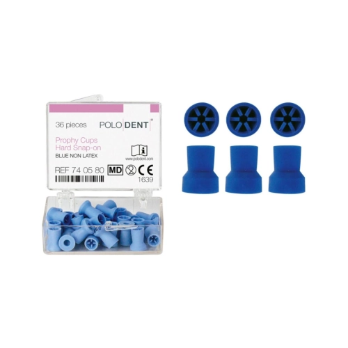 POLODENT POLIJSTCUPS NON LATEX BLAUW HARD SNAP-ON (36st)