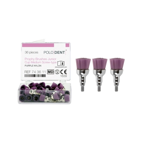 POLODENT POLIJSTBORSTELS CUP JUNIOR PAARS MEDIUM SCREW-TYPE (36st)