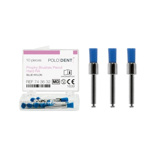 POLODENT POLIJSTBORSTELS PENSEEL BLAUW HARD RA (10st)
