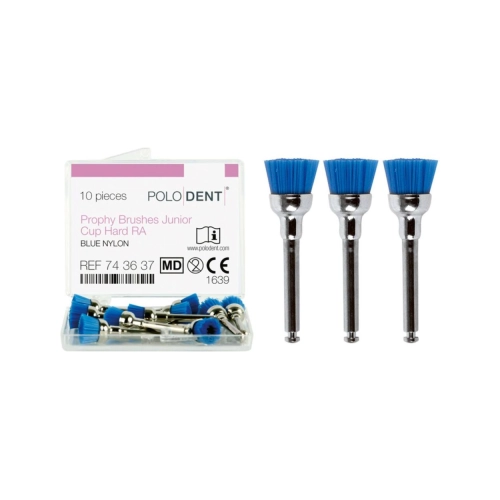 POLODENT POLIJSTBORSTELS JUNIOR CUP BLAUW HARD RA (10st)